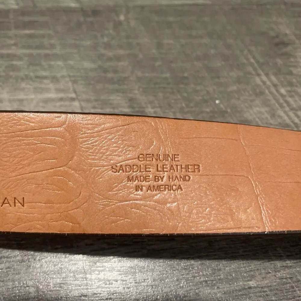 Martin Dingman Men’s Crocodile Embossed Leather Belt Size 34 Handcrafted USA